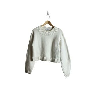 & Other Stories Medium Cream Braided Crewneck Sweater Preppy Classic